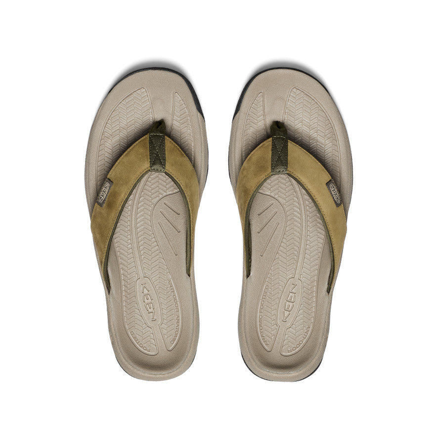 Men's Kona Leather Flip-Flop | Martini Olive/Forest Night - Image 4